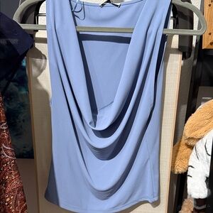 Zara Light Blue Draped Blouse